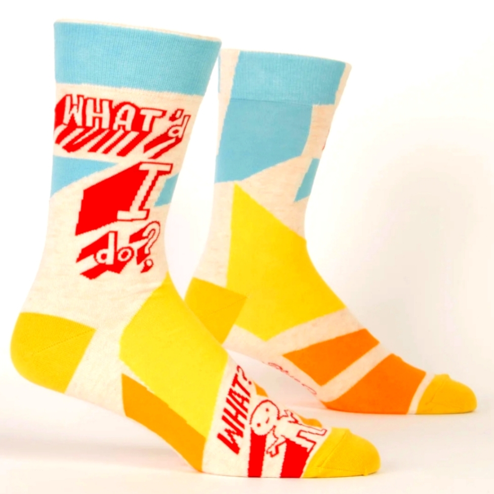 Blue Q What'd I Do? M-Crew Socks